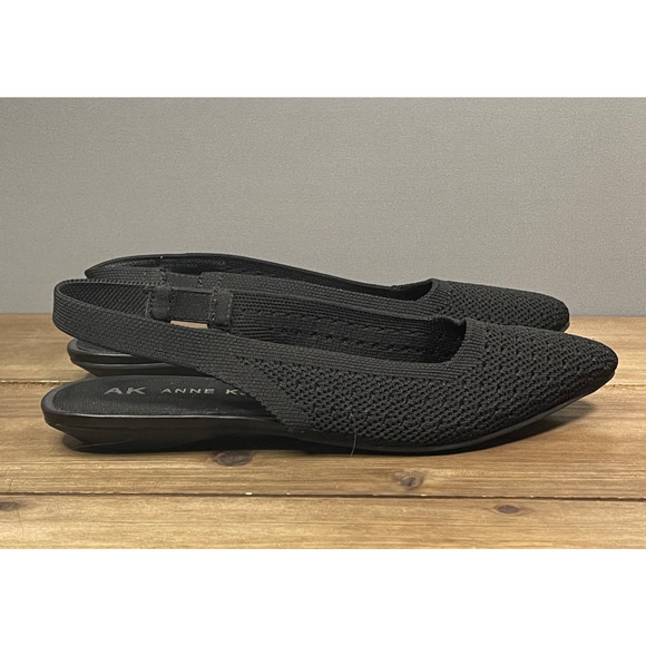 Anne Klein Women's Ontario Slingback Flats Size 7 Black Fabric Pointed Toe - Picture 1 of 11